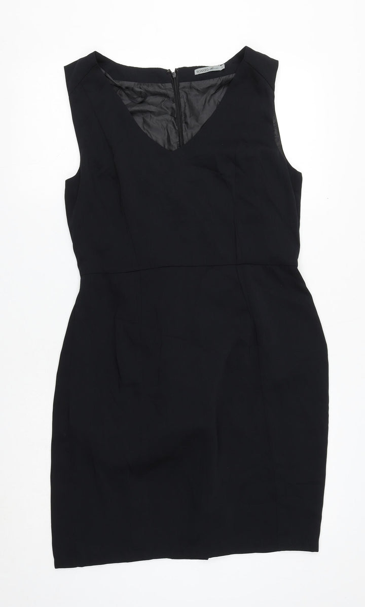Soaked in Luxury Womens Blue Polyester Sheath Size L V-Neck Zip