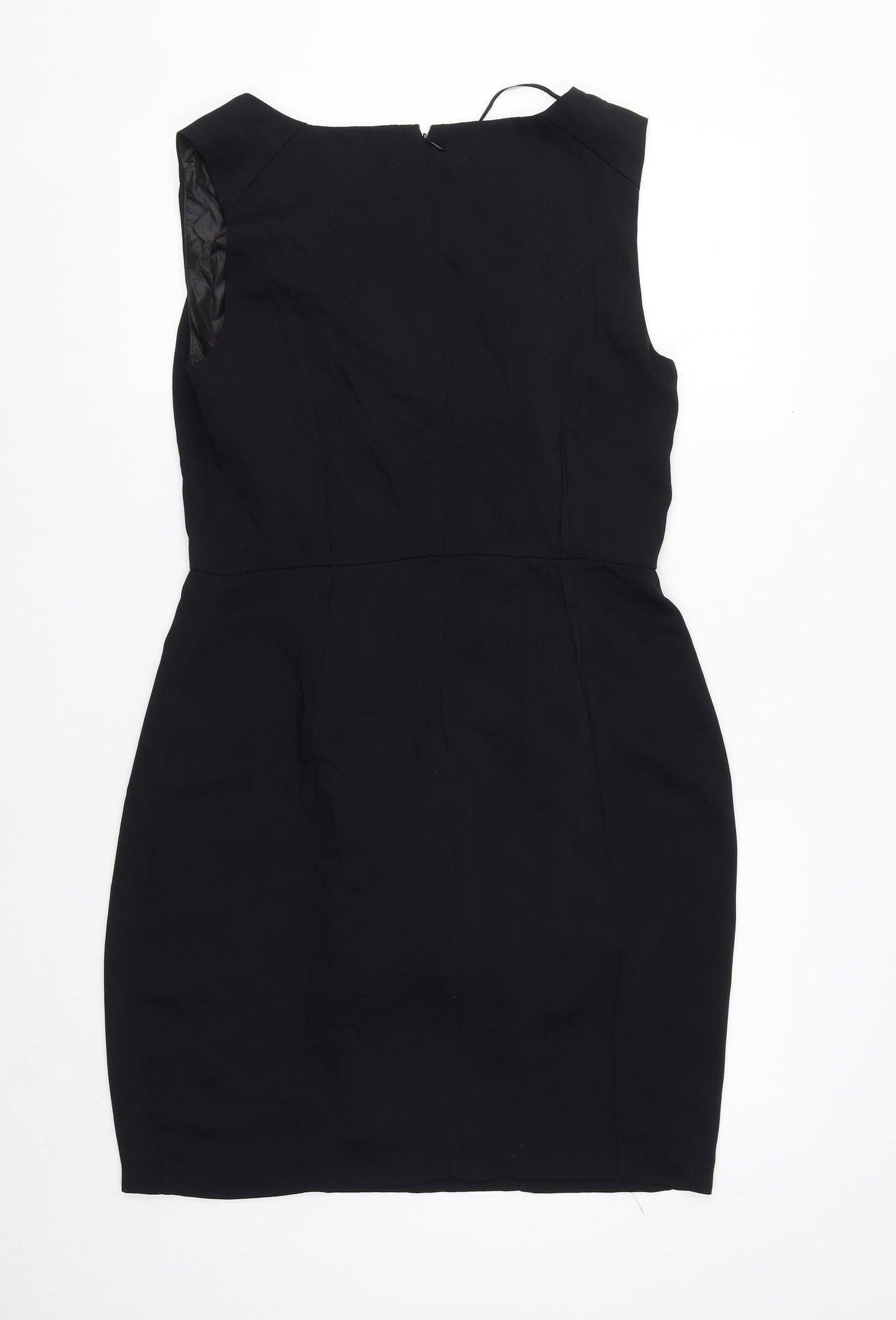 Soaked in Luxury Womens Blue Polyester Sheath Size L V-Neck Zip