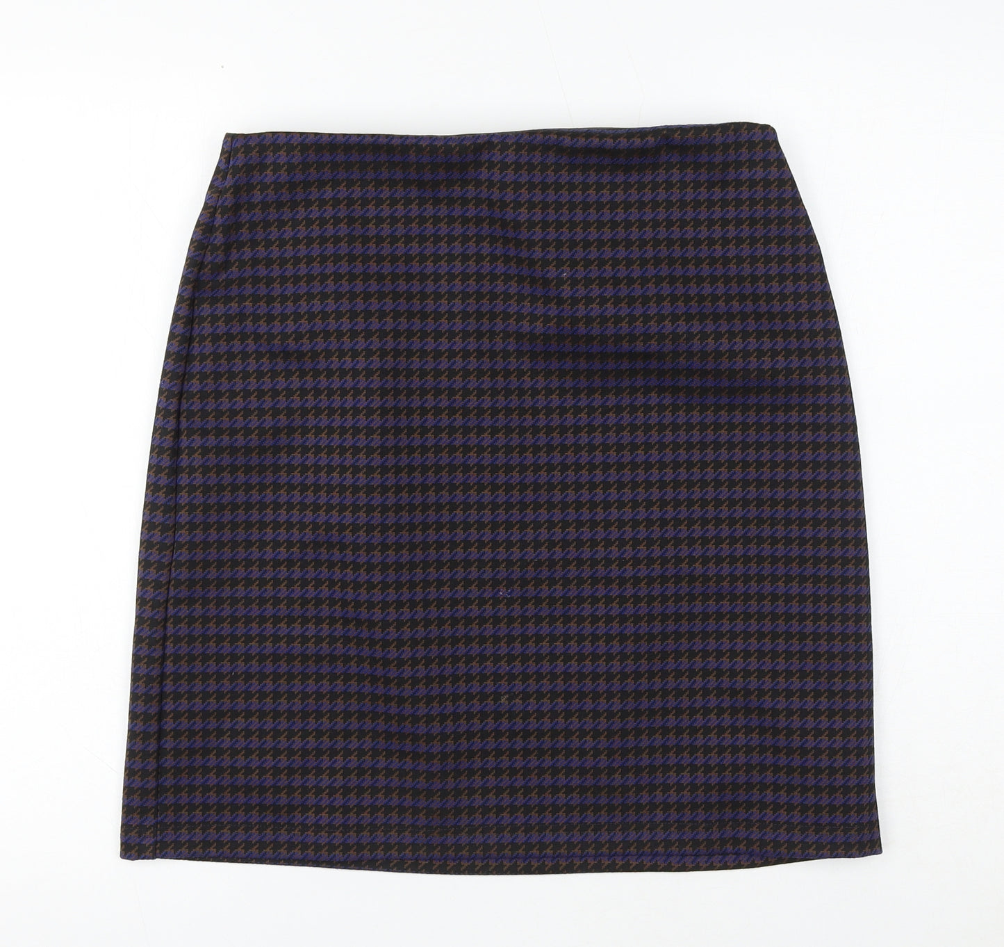 Marks and Spencer Womens Blue Geometric Polyester Mini Skirt Size 12 - Houndstooth