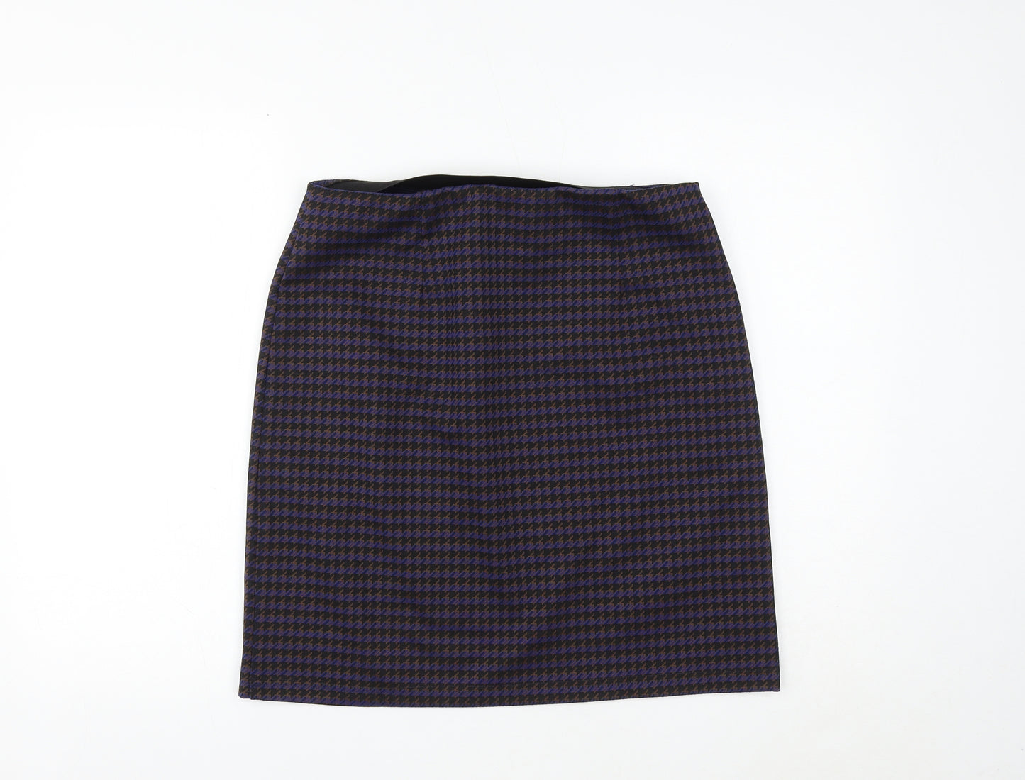 Marks and Spencer Womens Blue Geometric Polyester Mini Skirt Size 12 - Houndstooth