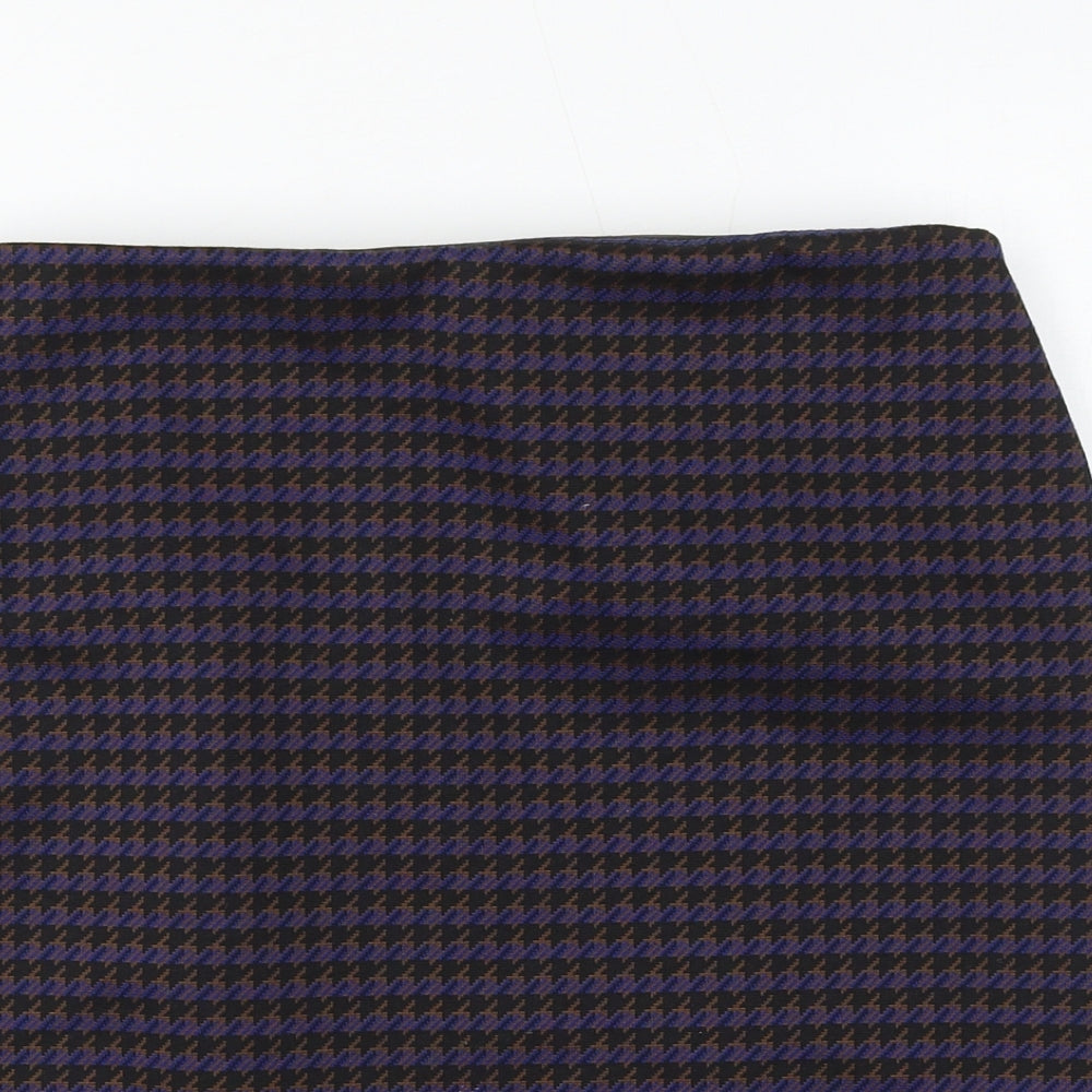 Marks and Spencer Womens Blue Geometric Polyester Mini Skirt Size 12 - Houndstooth