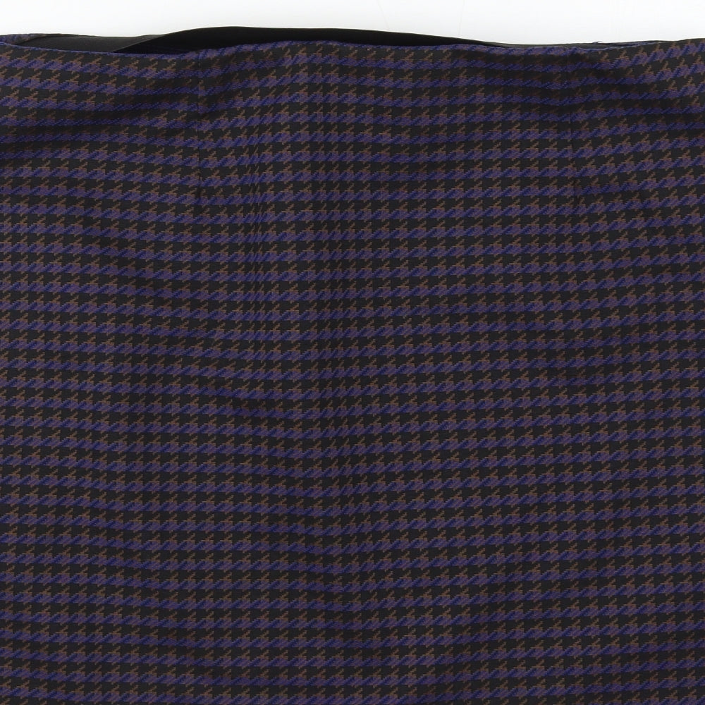 Marks and Spencer Womens Blue Geometric Polyester Mini Skirt Size 12 - Houndstooth