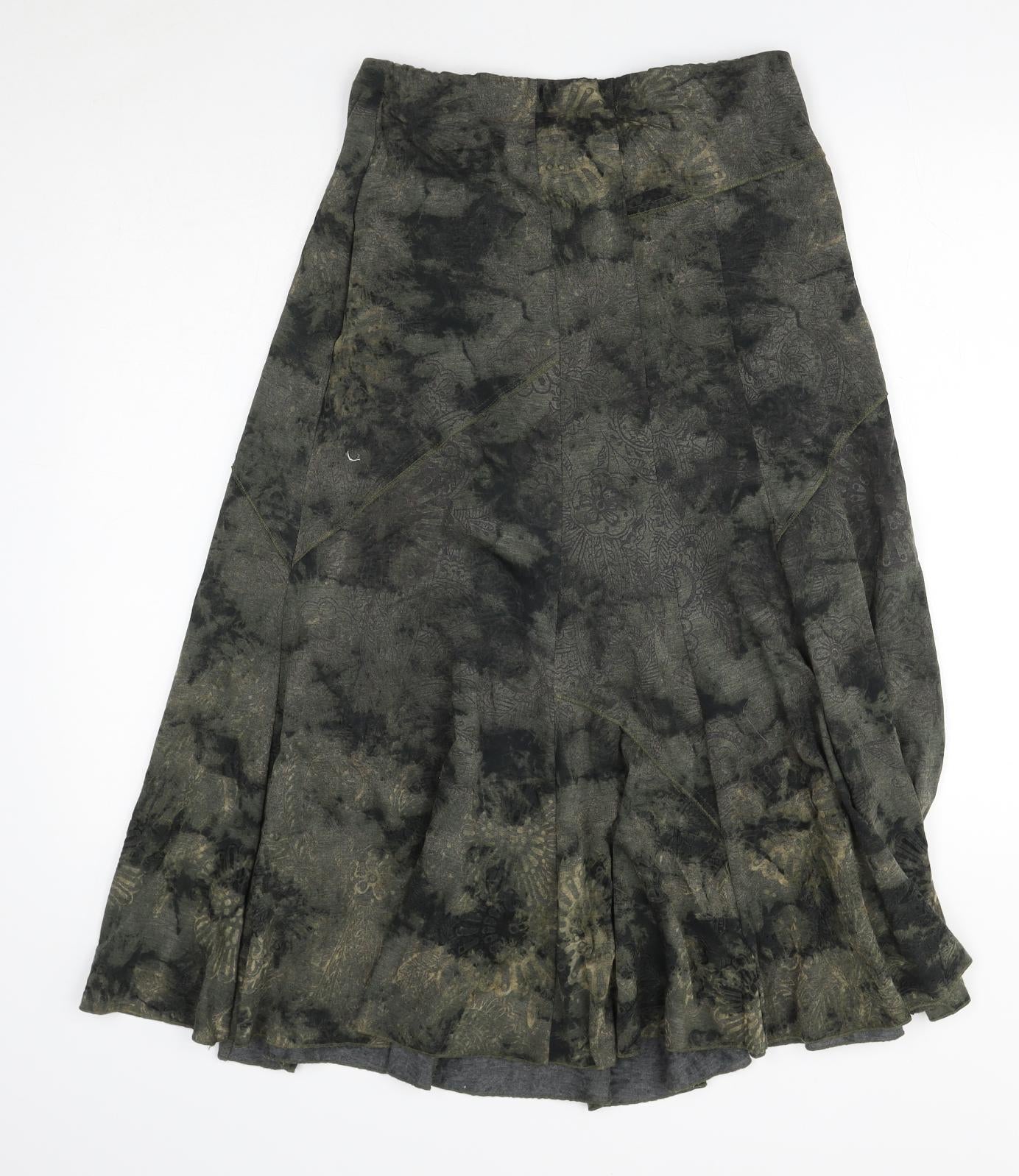 Per Una Womens Green Geometric Polyester A-Line Skirt Size 12