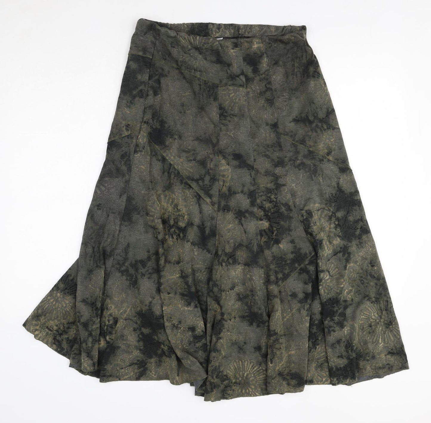 Per Una Womens Green Geometric Polyester A-Line Skirt Size 12