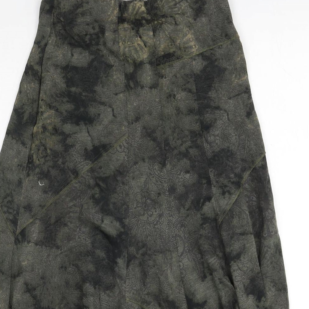 Per Una Womens Green Geometric Polyester A-Line Skirt Size 12