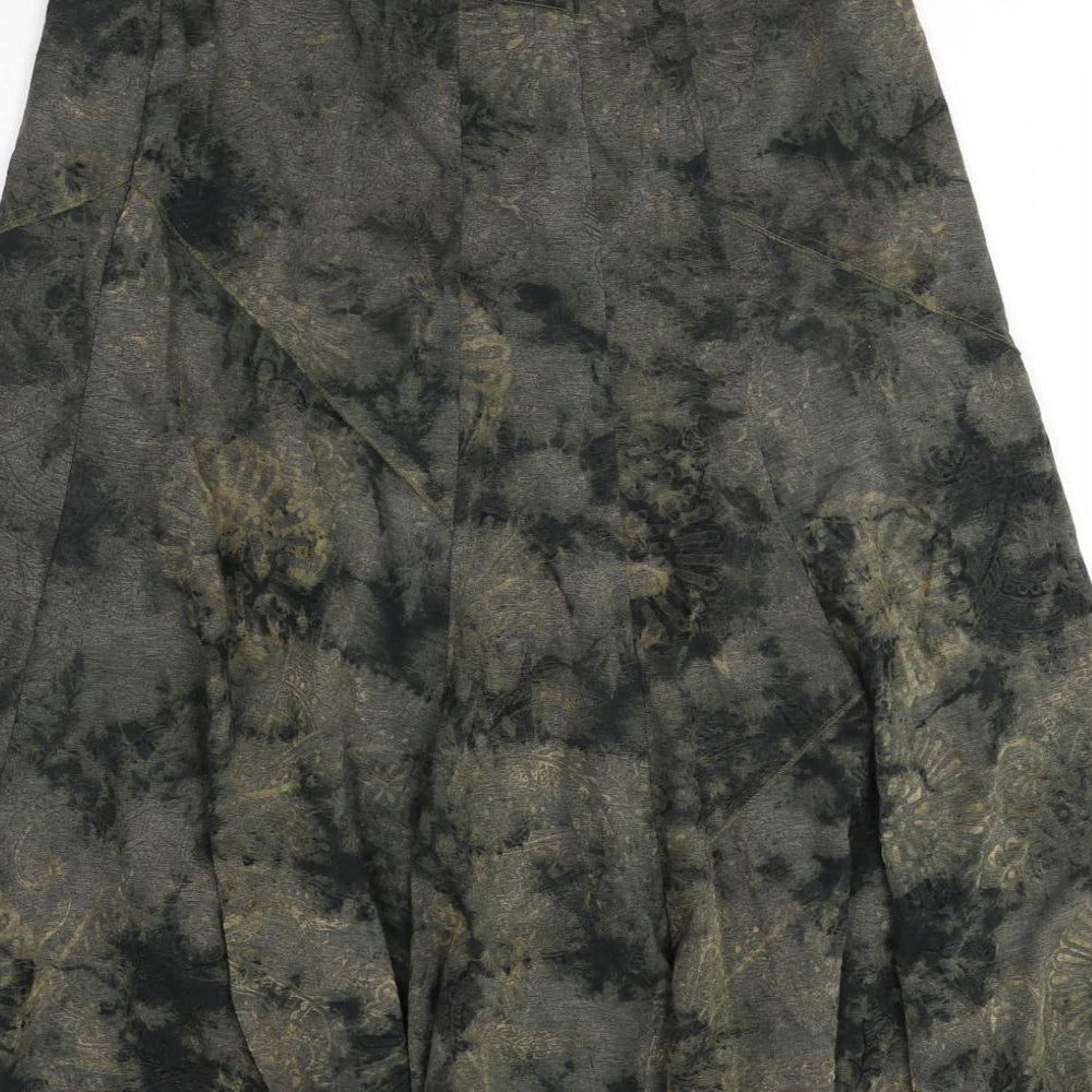 Per Una Womens Green Geometric Polyester A-Line Skirt Size 12