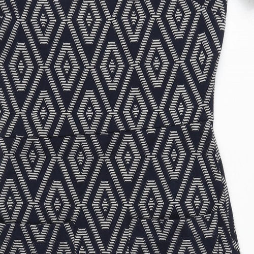 NEXT Womens Blue Geometric Polyester Sheath Size 6 Round Neck Pullover