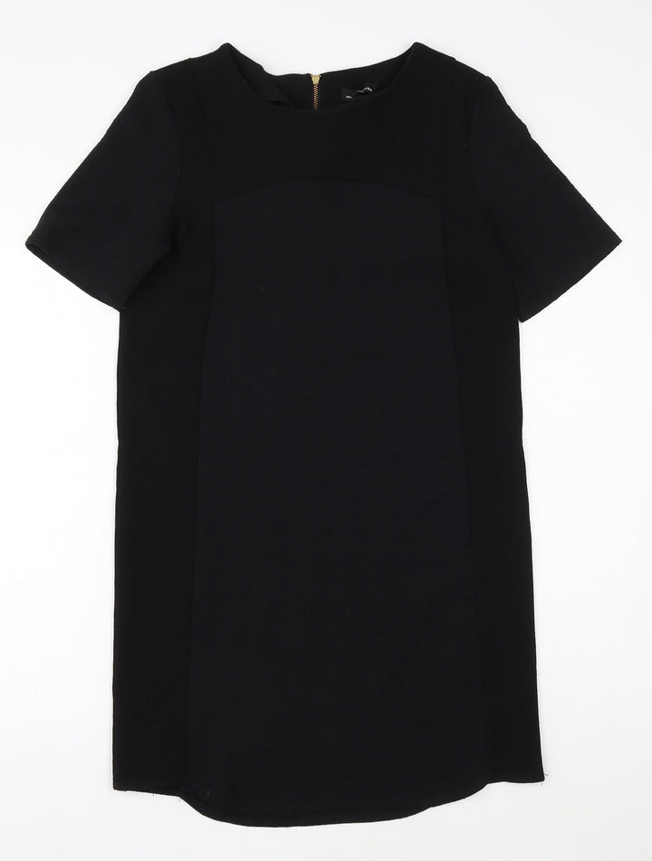 Warehouse Womens Black Polyester Sheath Size 10 Round Neck Zip