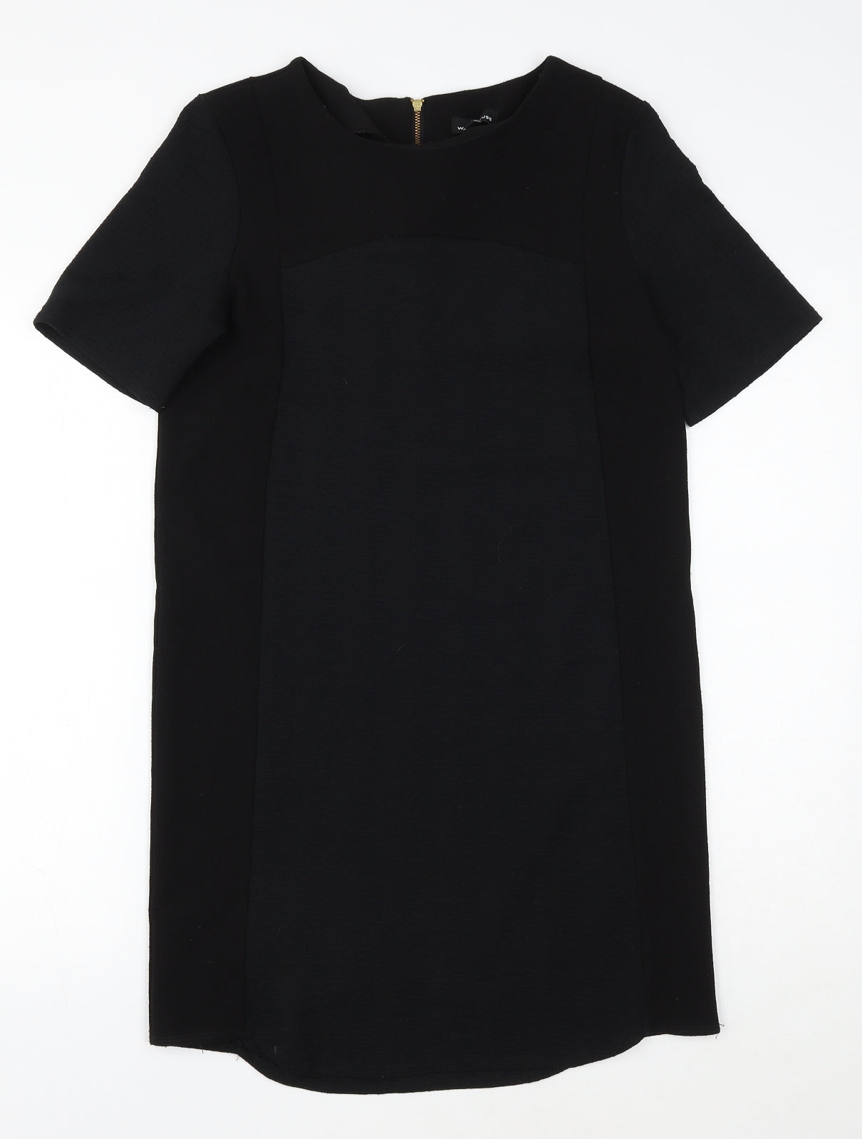 Warehouse Womens Black Polyester Sheath Size 10 Round Neck Zip