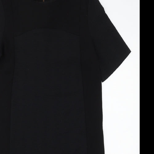 Warehouse Womens Black Polyester Sheath Size 10 Round Neck Zip