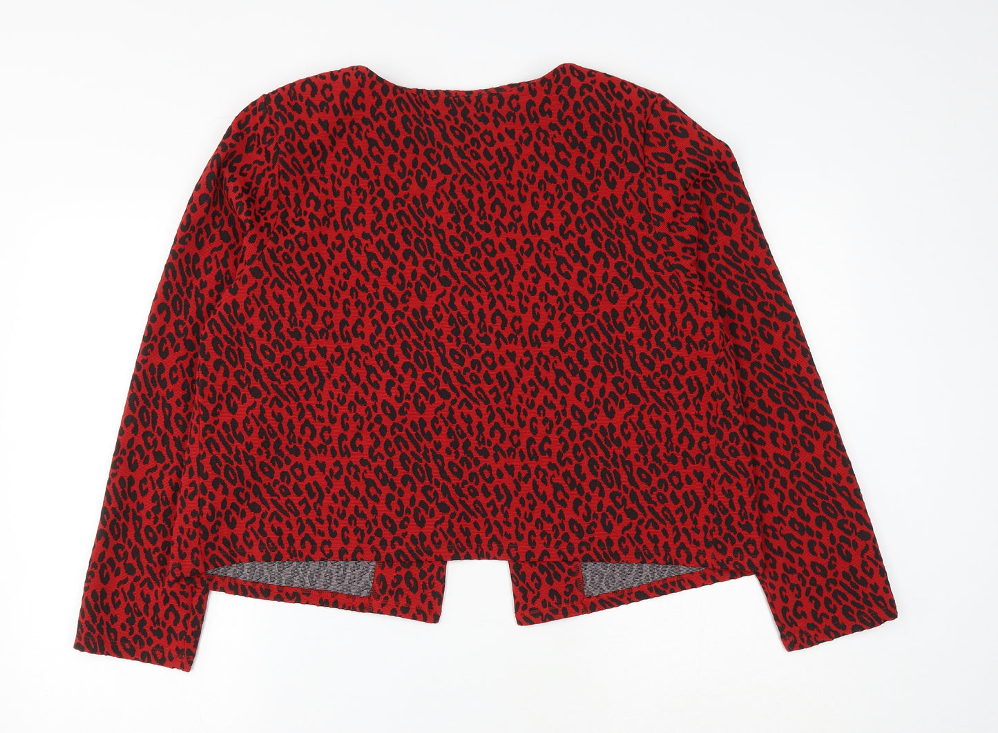 Marks and Spencer Womens Red Animal Print Jacket Size 16 Hook & Eye