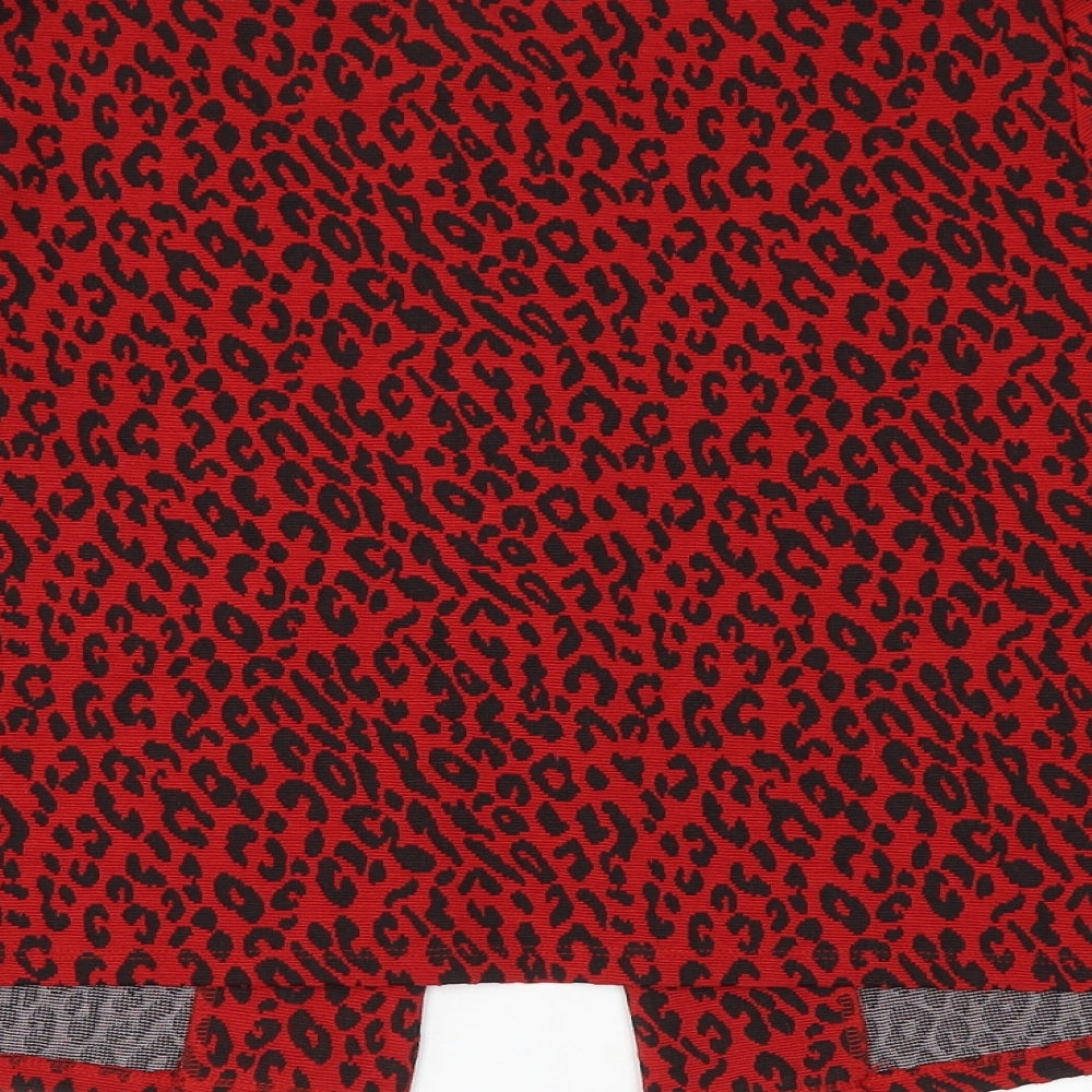 Marks and Spencer Womens Red Animal Print Jacket Size 16 Hook & Eye
