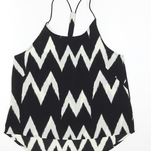 H&M Womens Black Geometric Polyester Camisole Blouse Size 6 V-Neck