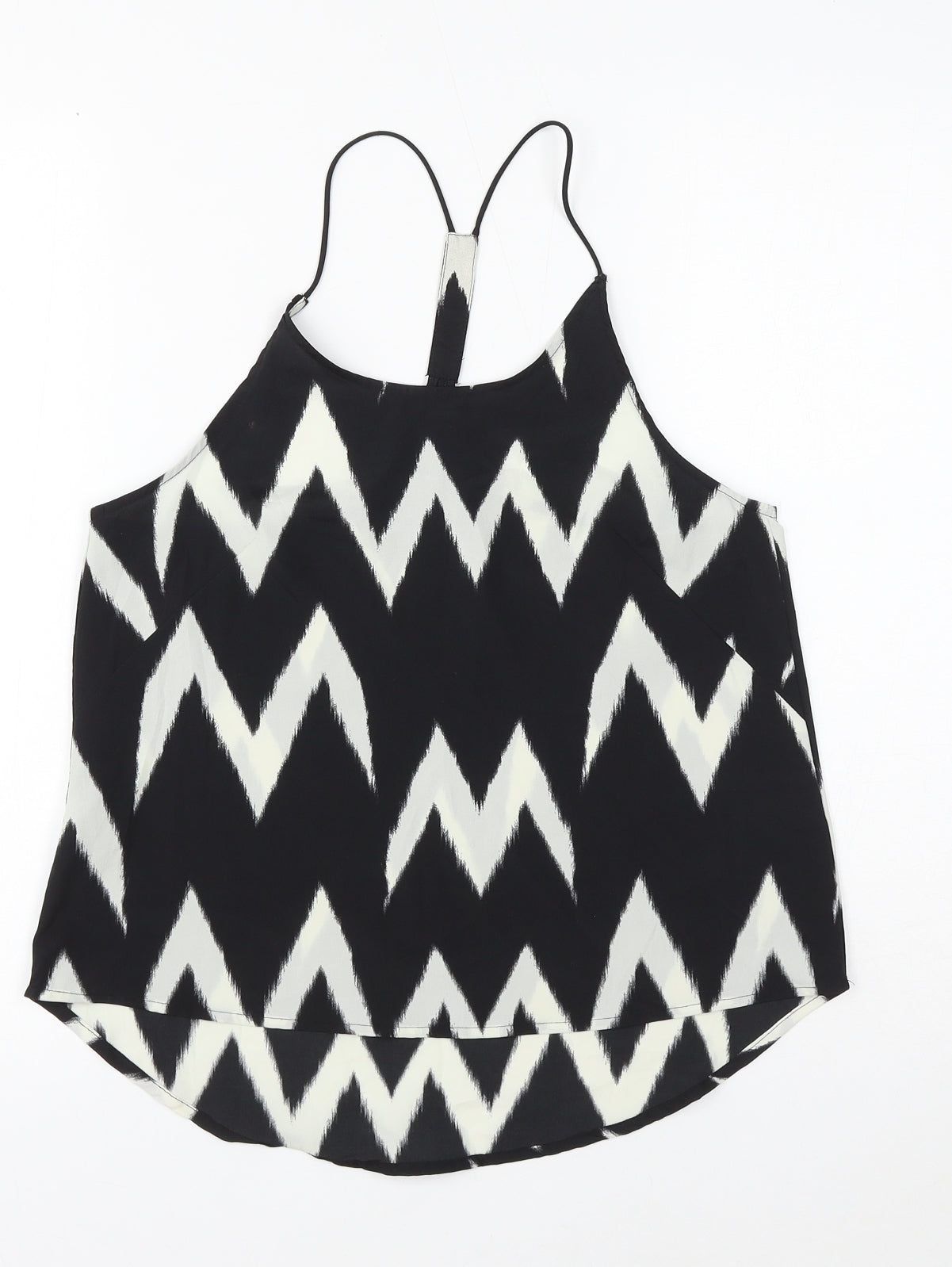 H&M Womens Black Geometric Polyester Camisole Blouse Size 6 V-Neck