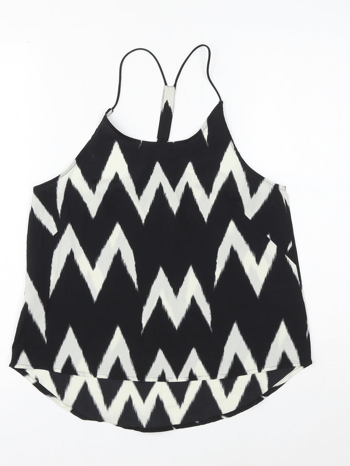 H&M Womens Black Geometric Polyester Camisole Blouse Size 6 V-Neck