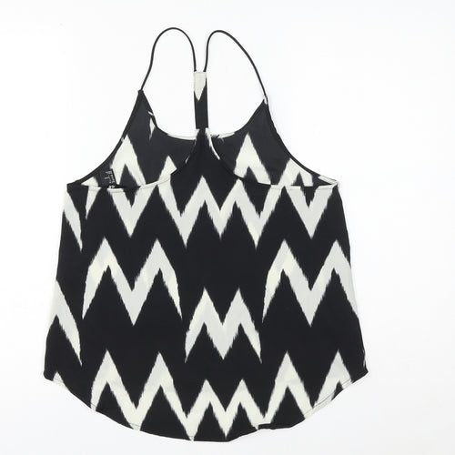 H&M Womens Black Geometric Polyester Camisole Blouse Size 6 V-Neck