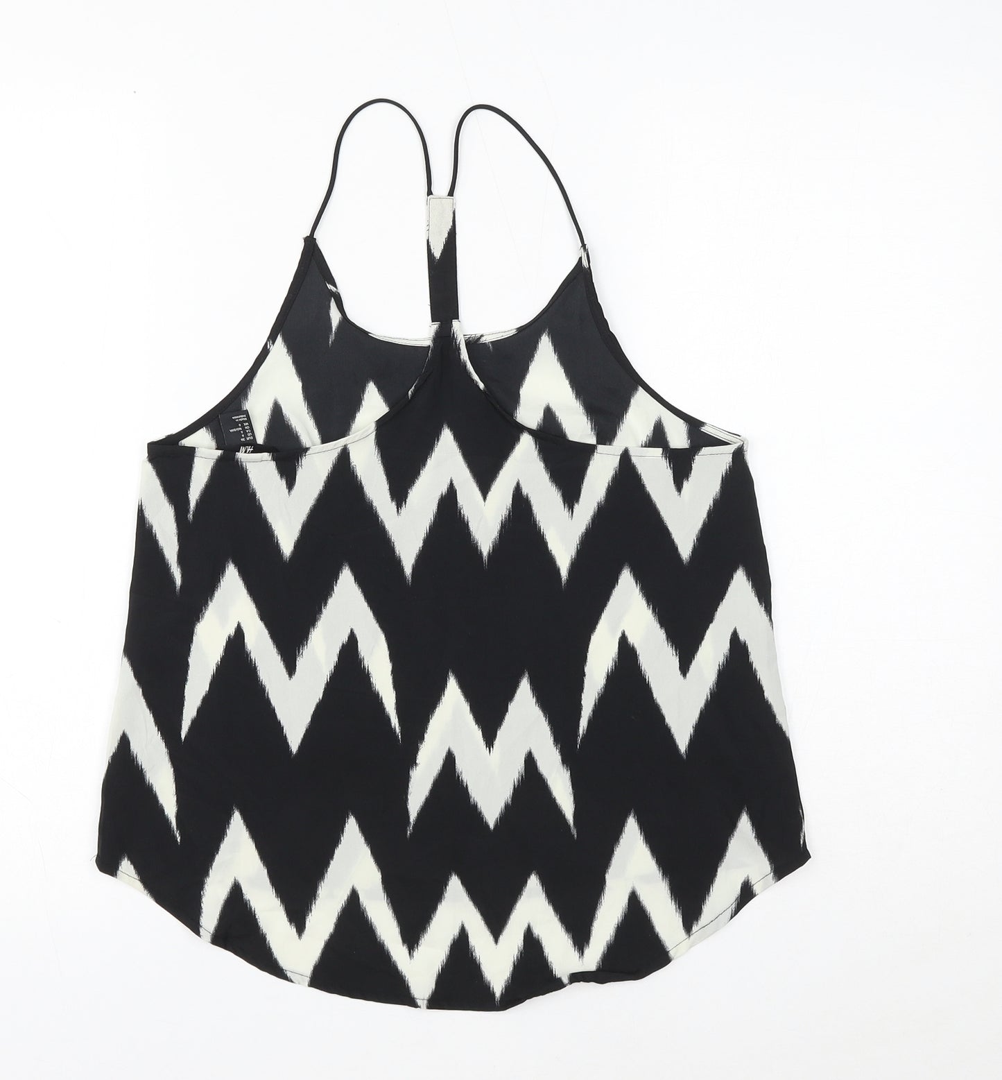 H&M Womens Black Geometric Polyester Camisole Blouse Size 6 V-Neck