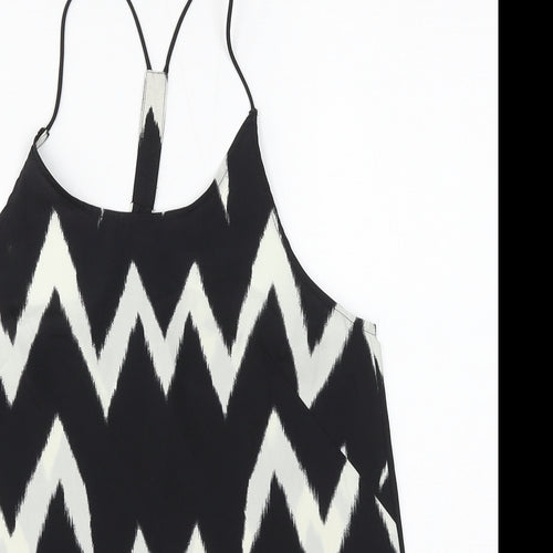 H&M Womens Black Geometric Polyester Camisole Blouse Size 6 V-Neck