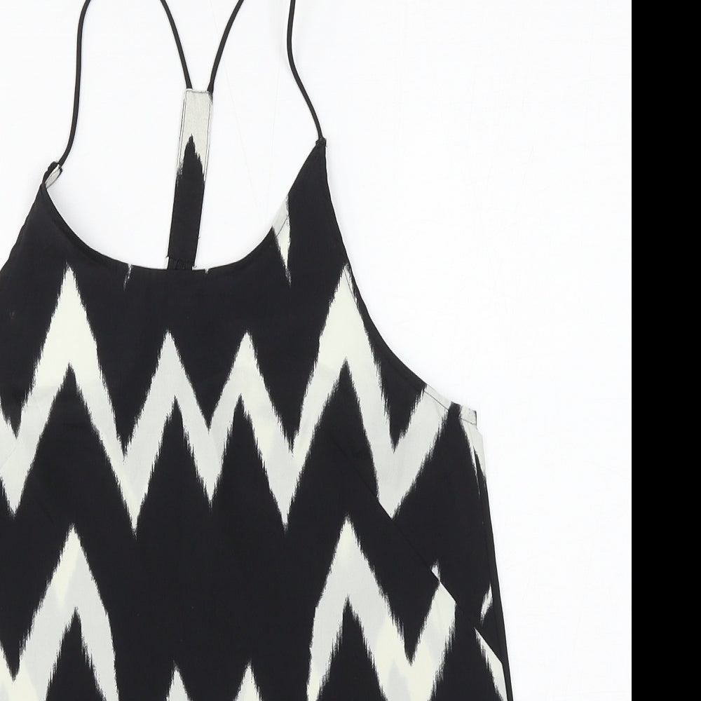 H&M Womens Black Geometric Polyester Camisole Blouse Size 6 V-Neck