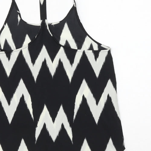 H&M Womens Black Geometric Polyester Camisole Blouse Size 6 V-Neck