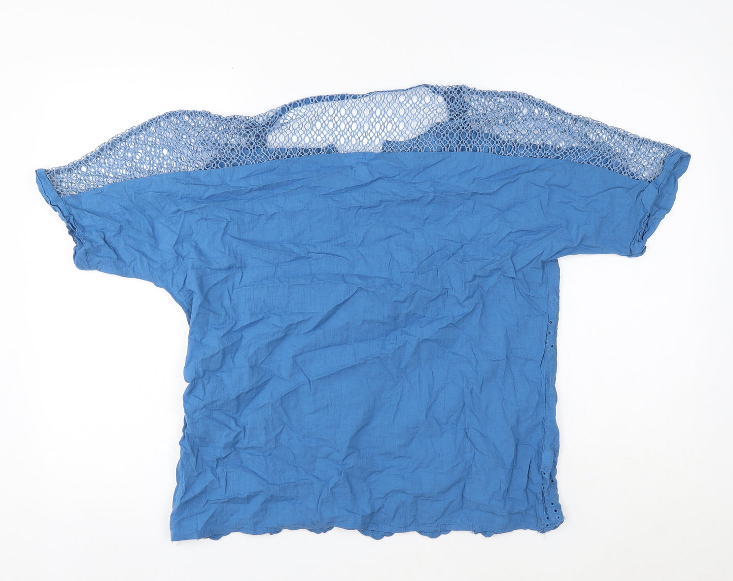 Preworn Womens Blue Cotton Basic Blouse Size XL V-Neck