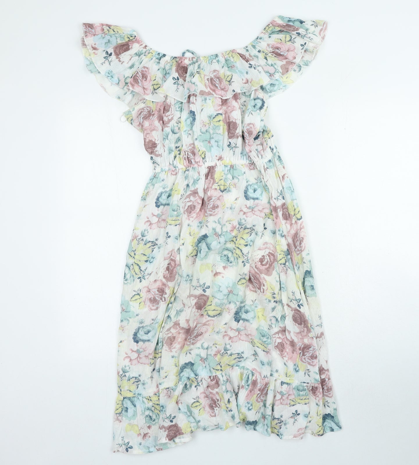 George Womens Multicoloured Floral 100% Cotton A-Line Size 10 Off the Shoulder Pullover