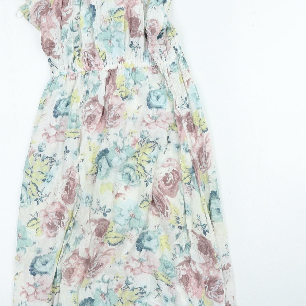 George Womens Multicoloured Floral 100% Cotton A-Line Size 10 Off the Shoulder Pullover