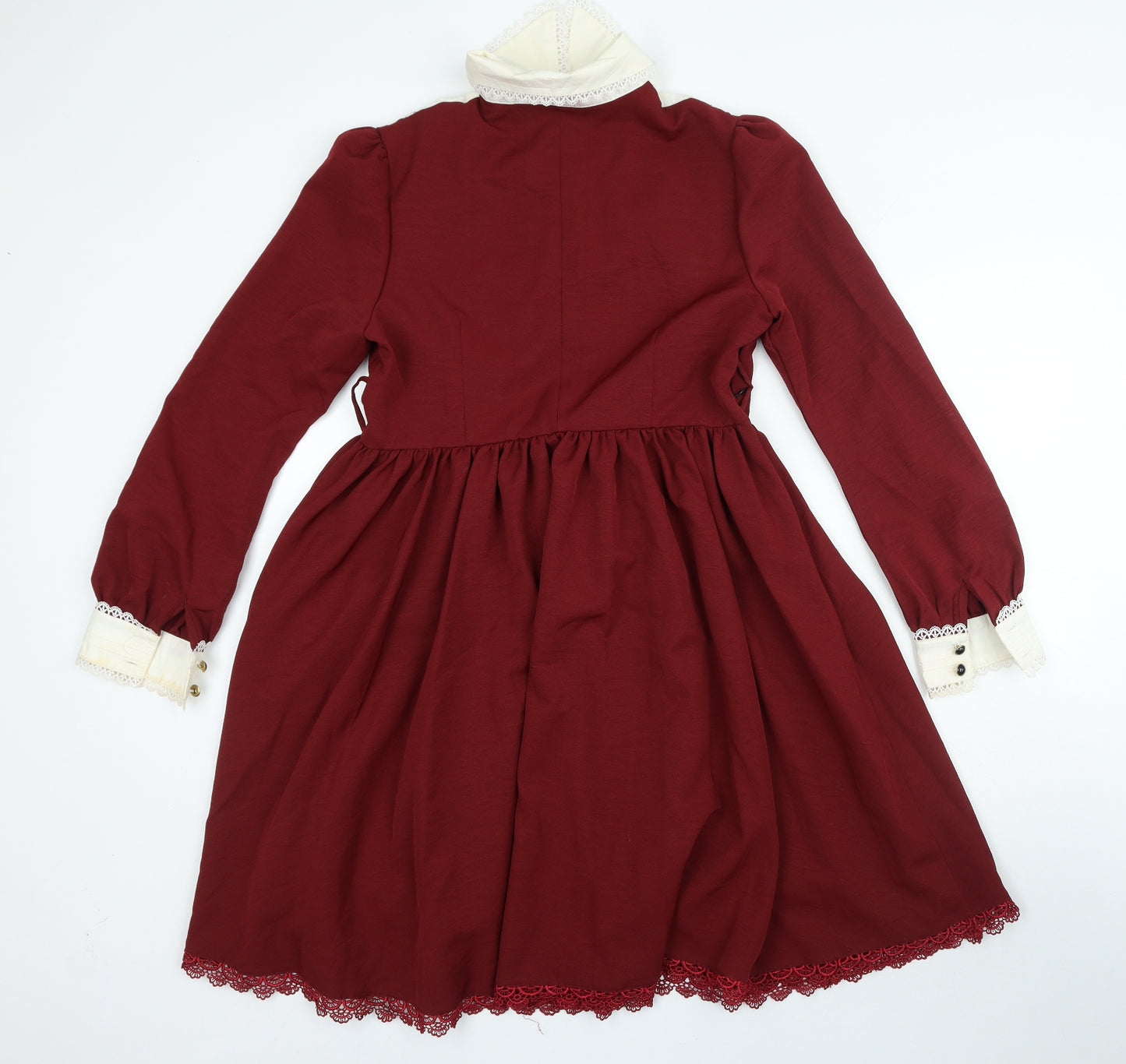 Vosue Womens Red Cotton A-Line Size XL Collared Button