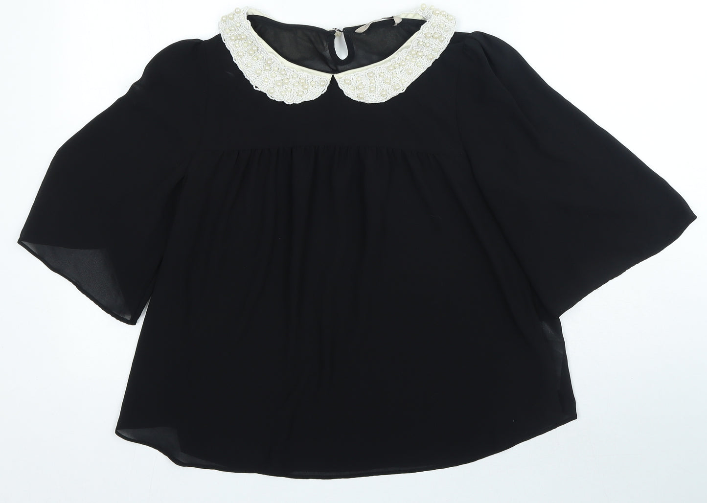 Darling Womens Blue Polyester Basic Blouse Size M Collared