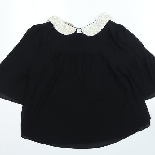 Darling Womens Blue Polyester Basic Blouse Size M Collared