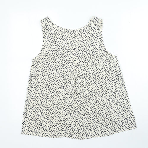 John Lewis Womens Beige Geometric Viscose Camisole Blouse Size 12 Round Neck - Heart Print