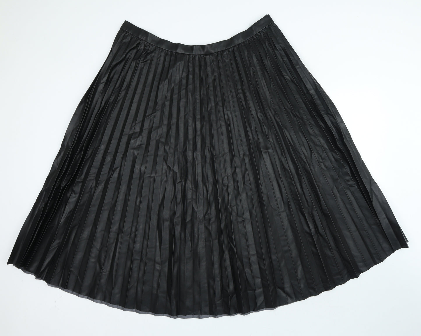 Marks and Spencer Womens Black Polyurethane A-Line Skirt Size 22 Zip