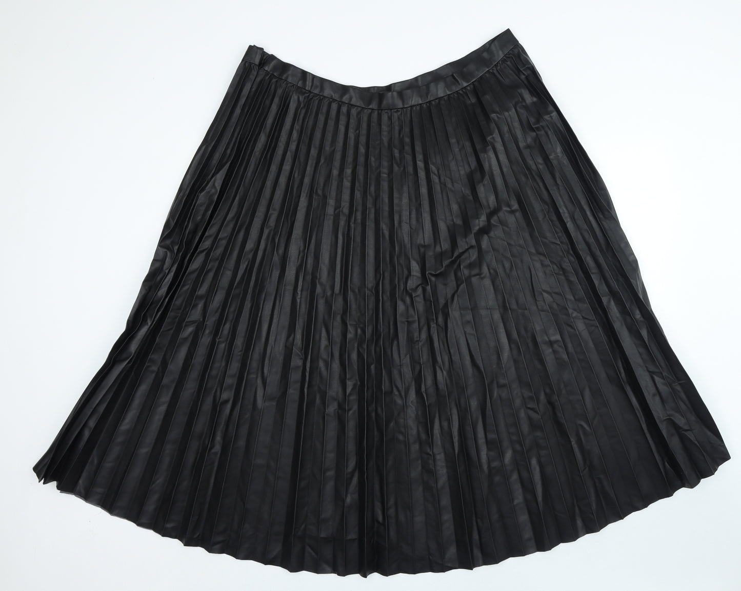 Marks and Spencer Womens Black Polyurethane A-Line Skirt Size 22 Zip