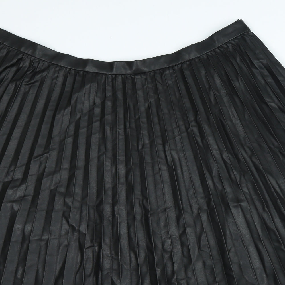 Marks and Spencer Womens Black Polyurethane A-Line Skirt Size 22 Zip