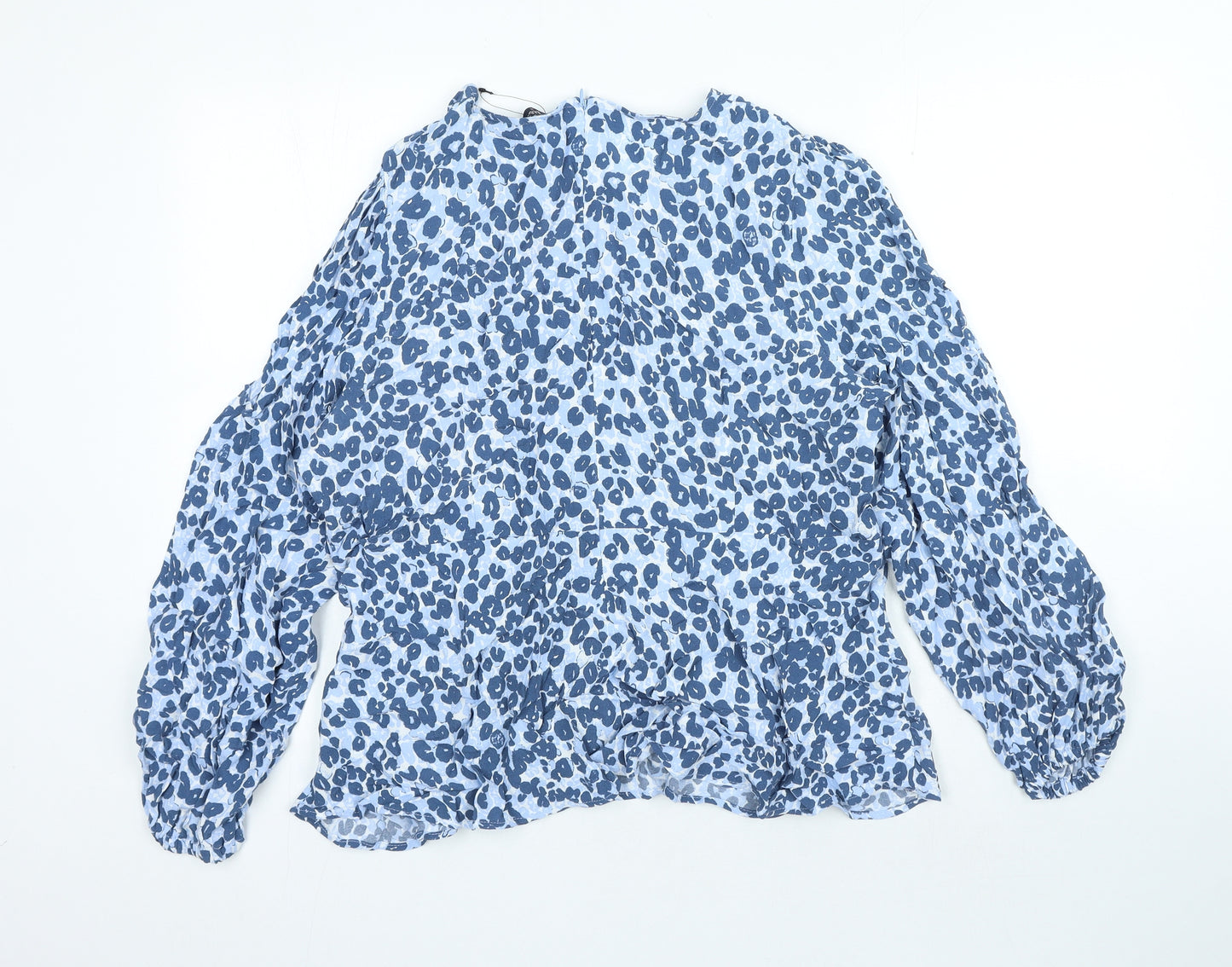 Marks and Spencer Womens Blue Animal Print Viscose Basic Blouse Size 20 Round Neck