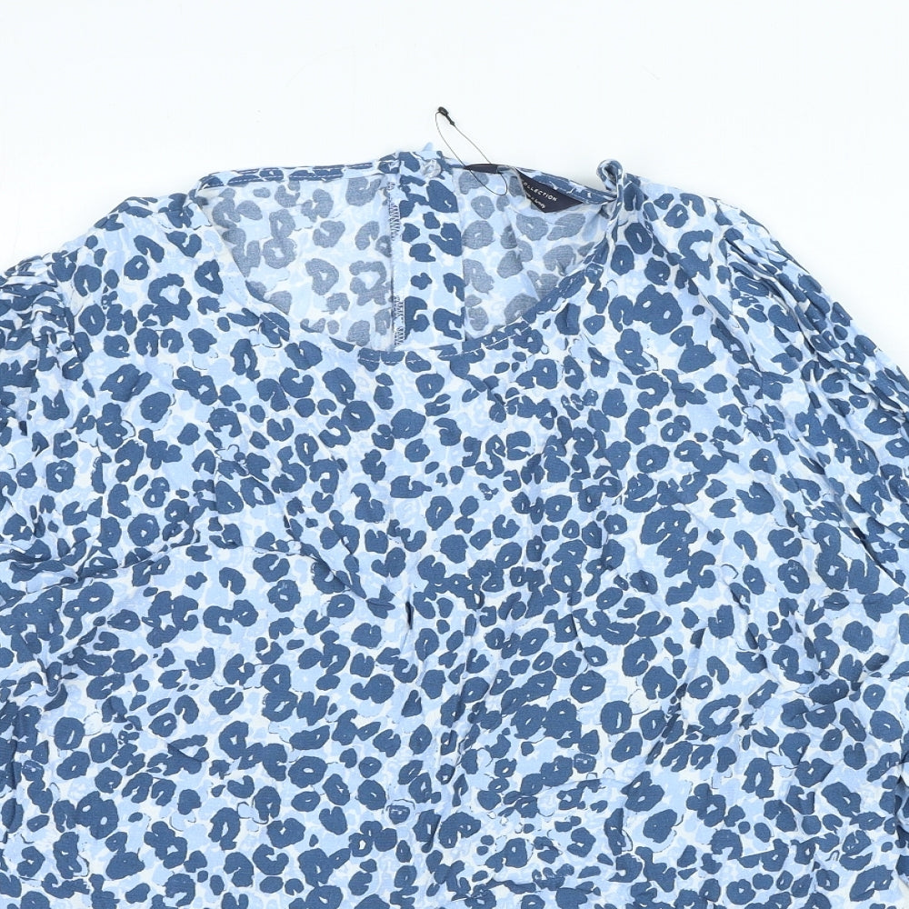 Marks and Spencer Womens Blue Animal Print Viscose Basic Blouse Size 20 Round Neck