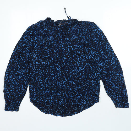 Marks and Spencer Womens Blue Polka Dot Viscose Basic Blouse Size 6 Round Neck