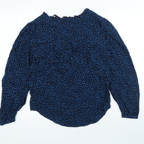 Marks and Spencer Womens Blue Polka Dot Viscose Basic Blouse Size 6 Round Neck