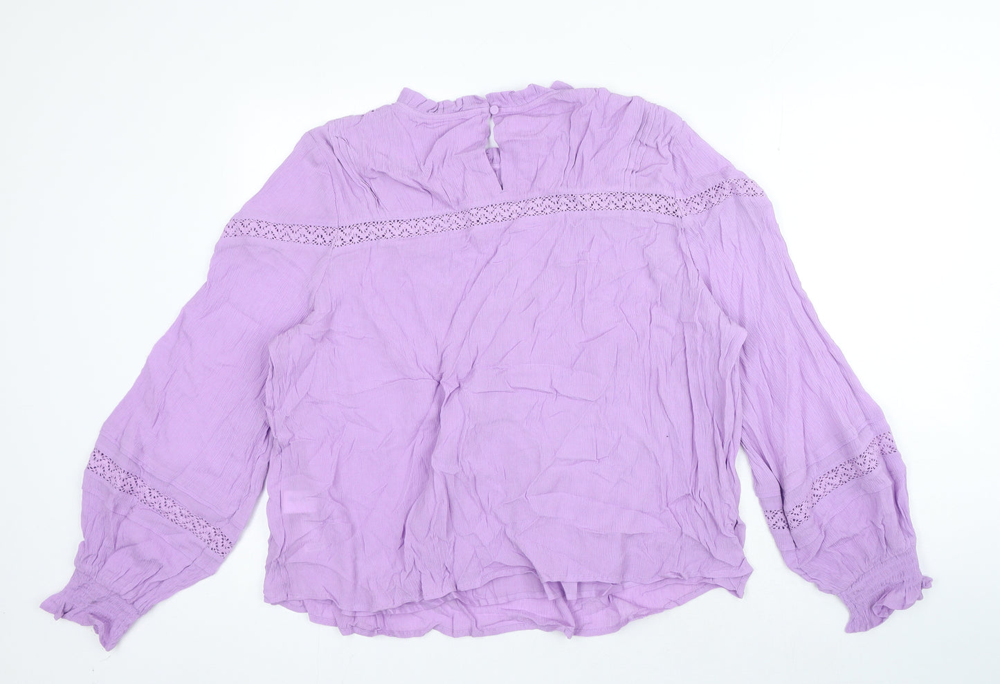 Per Una Womens Purple Cotton Basic Blouse Size 18 High Neck