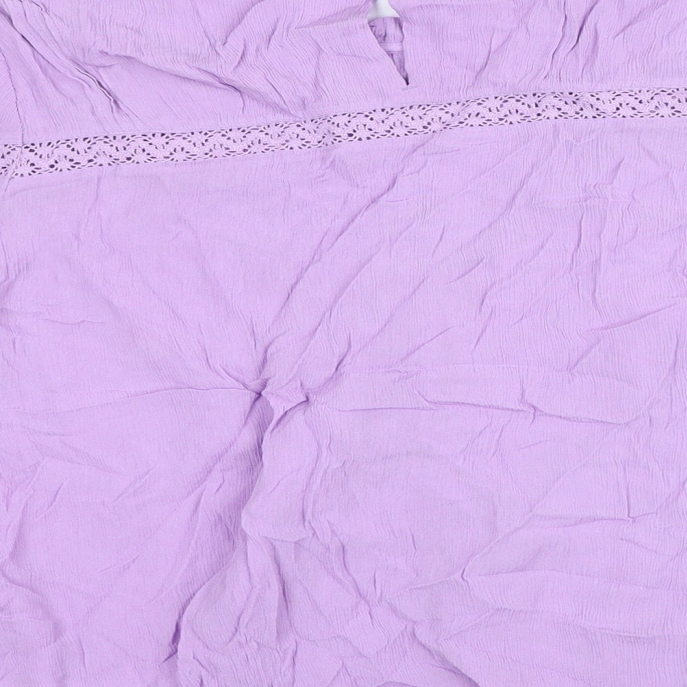 Per Una Womens Purple Cotton Basic Blouse Size 18 High Neck