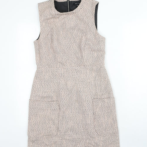 New Look Womens Pink Cotton A-Line Size 10 Round Neck Zip