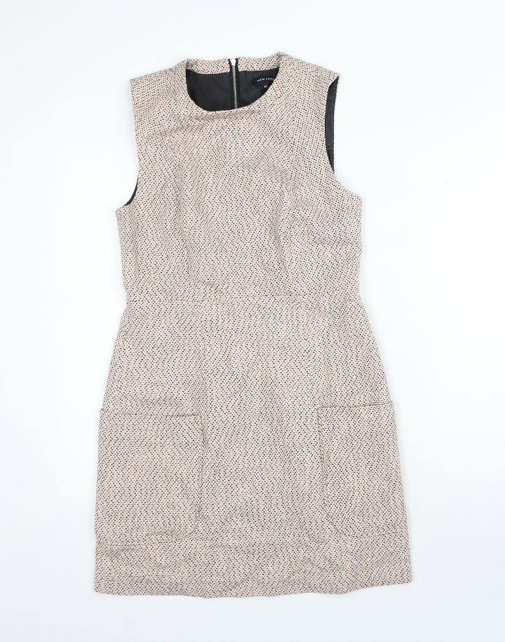 New Look Womens Pink Cotton A-Line Size 10 Round Neck Zip