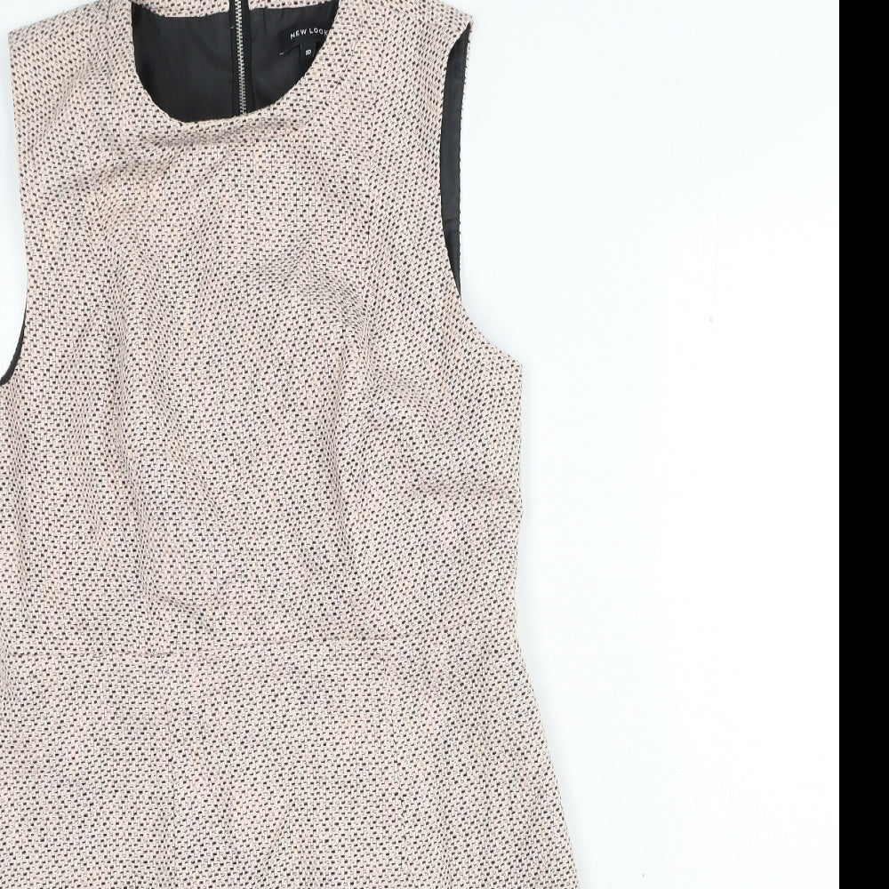 New Look Womens Pink Cotton A-Line Size 10 Round Neck Zip