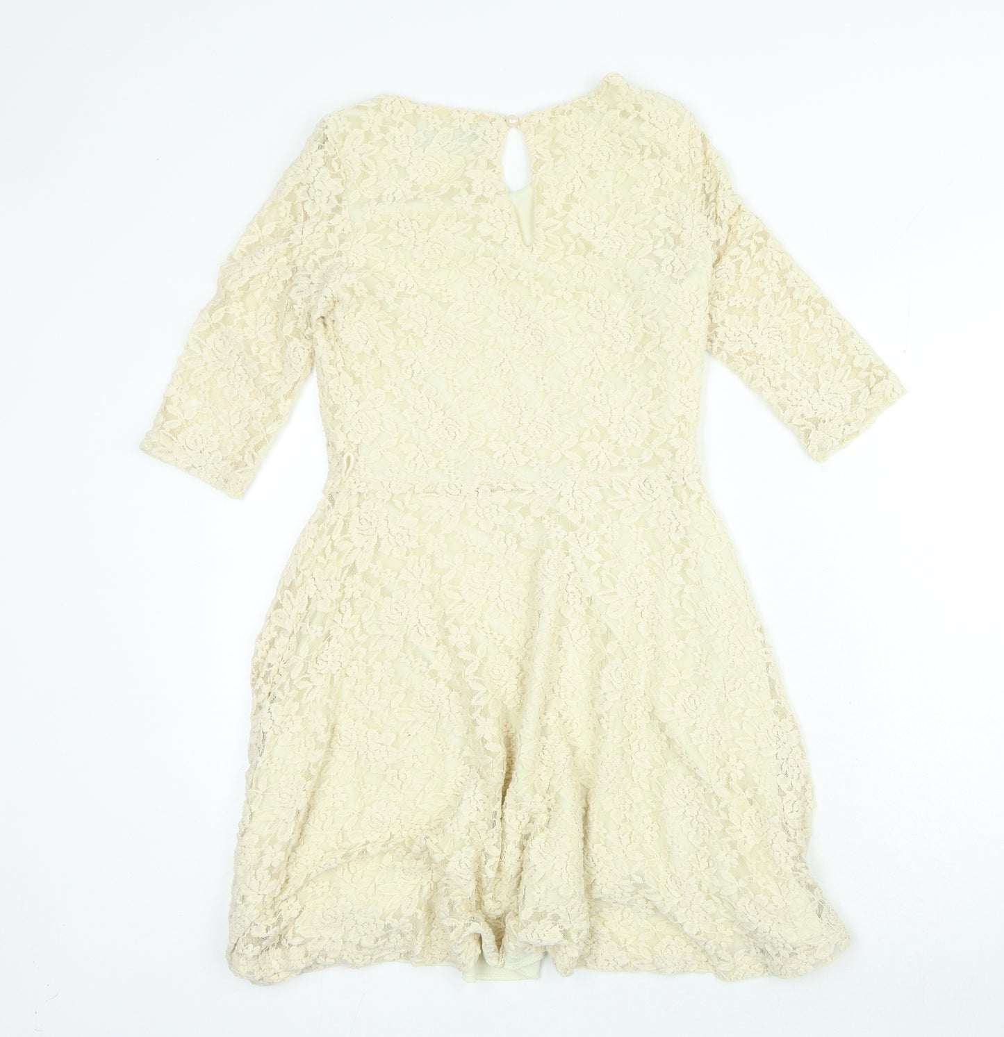 Mela London Womens Gold Polyester A-Line Size 10 Round Neck Hook & Loop