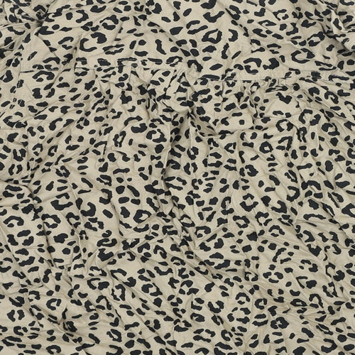 Marks and Spencer Womens Black Animal Print Viscose Basic Blouse Size 10 V-Neck