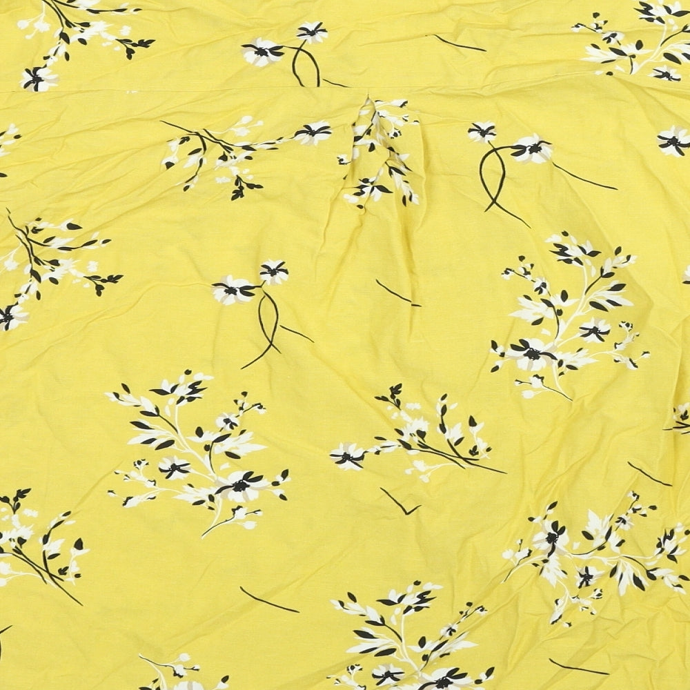 Autograph Womens Yellow Floral Viscose Basic Blouse Size 18 V-Neck