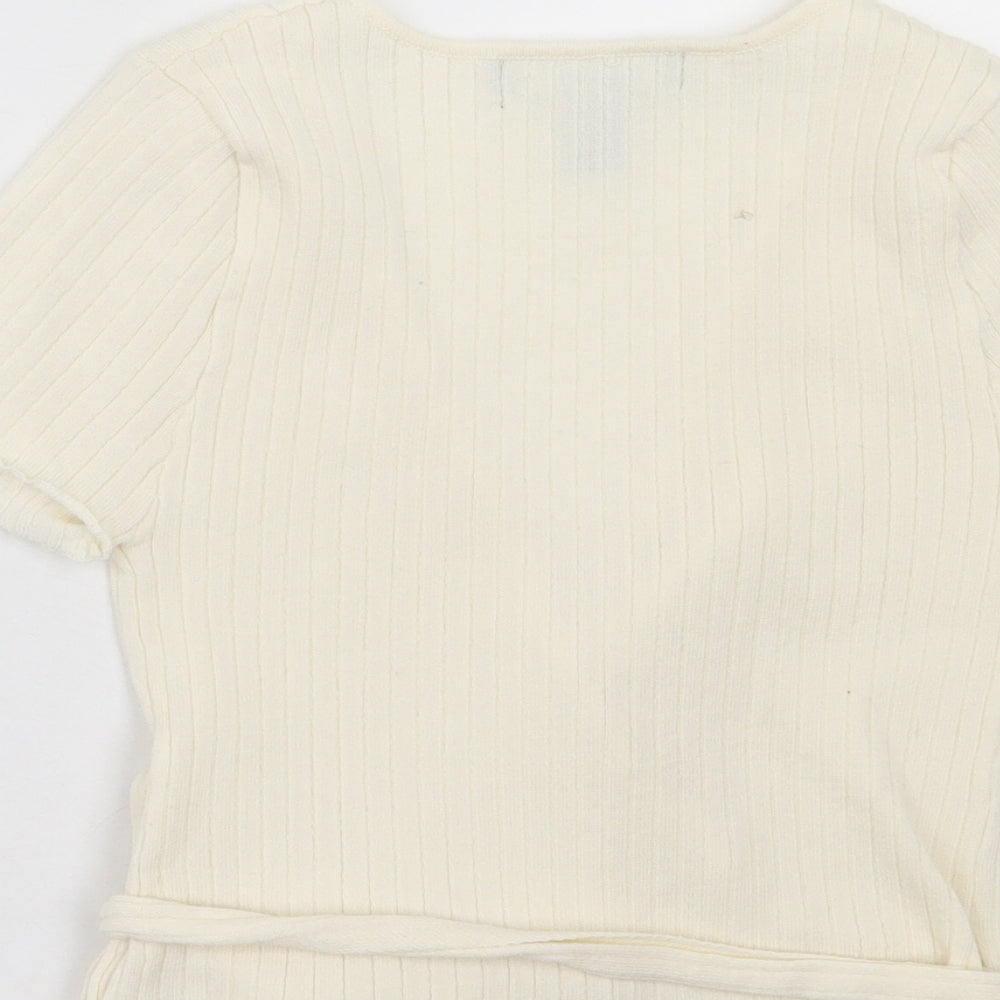FOREVER 21 Womens Ivory Acrylic Wrap T-Shirt Size S V-Neck