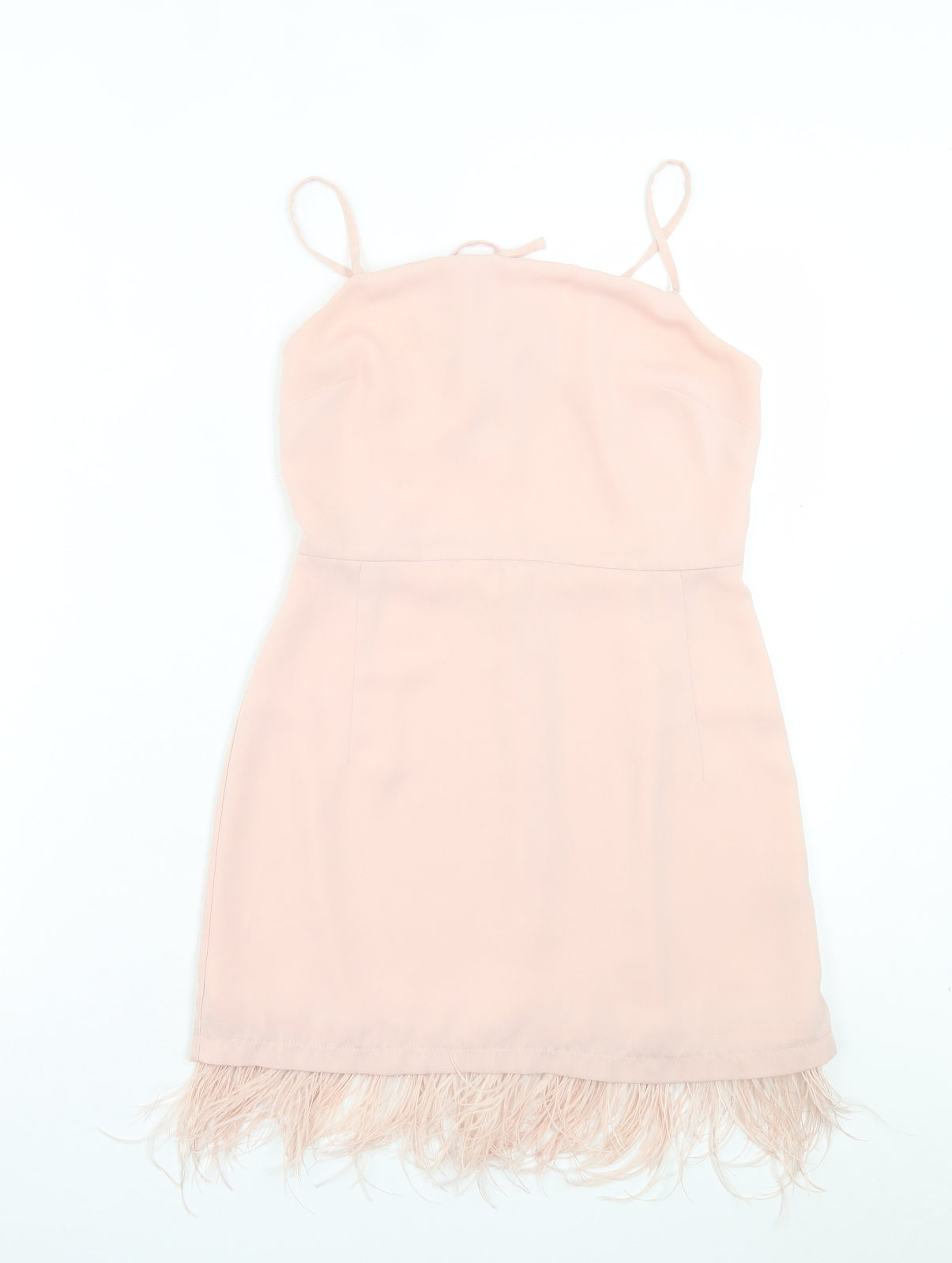 Topshop Womens Pink Polyester A-Line Size 8 Square Neck Zip