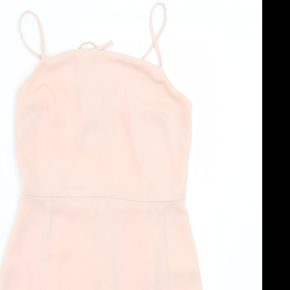 Topshop Womens Pink Polyester A-Line Size 8 Square Neck Zip