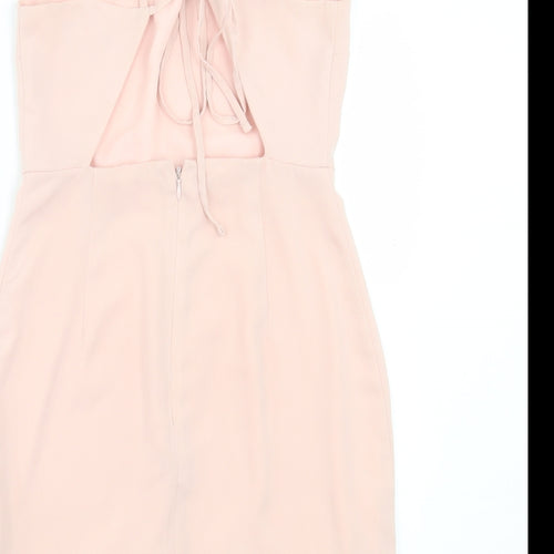 Topshop Womens Pink Polyester A-Line Size 8 Square Neck Zip